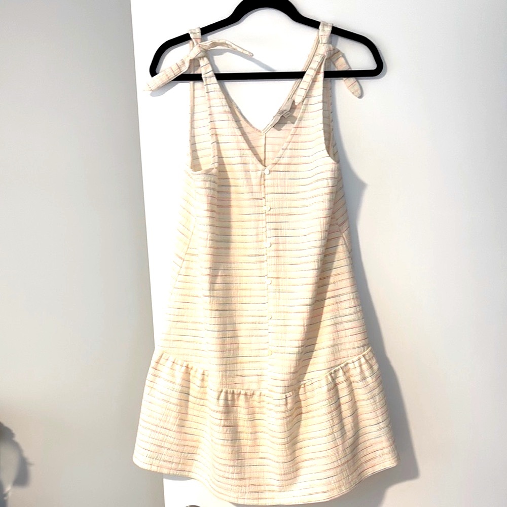 NWT Loft Striped Sleeveless Dress with Tie Straps